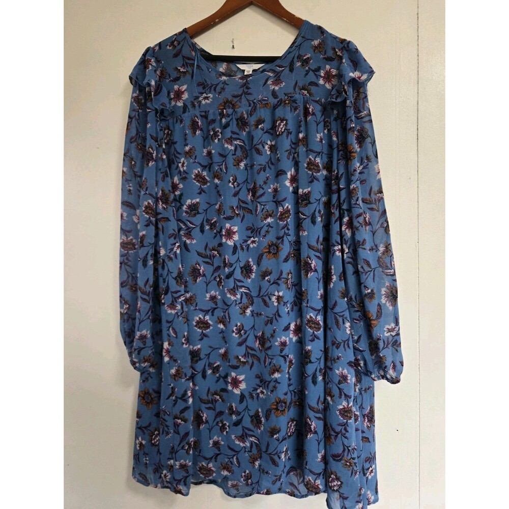 Time and Tru Dress Womens 3XL Blue‎ Floral Boho Cottagecore Peasant Festival